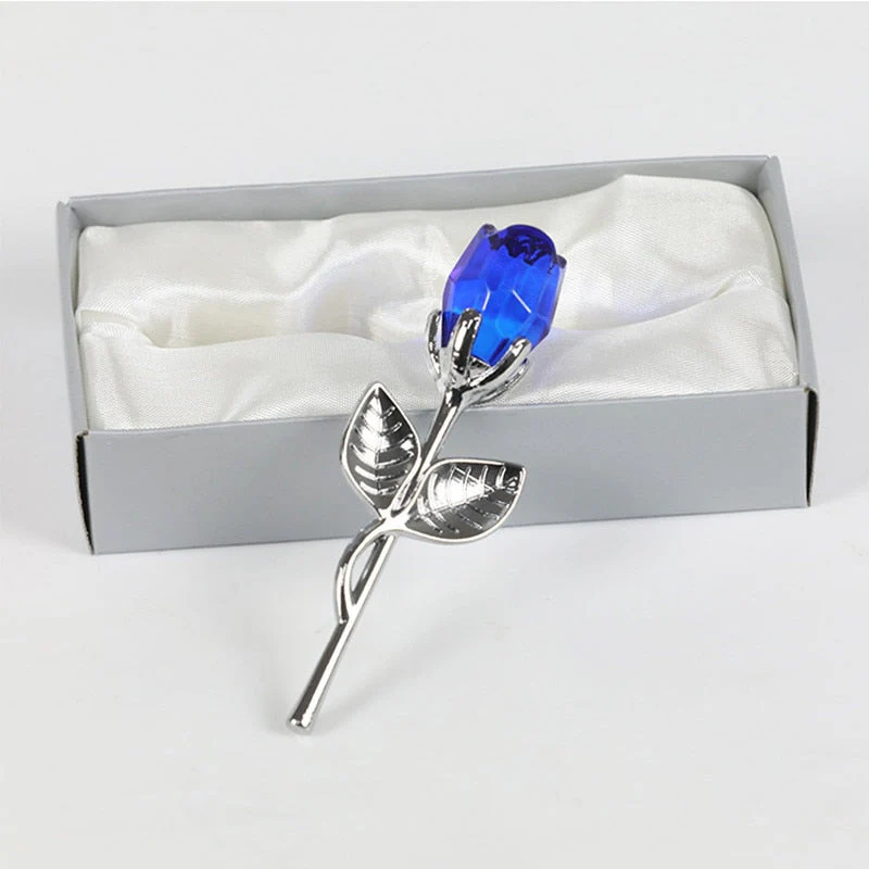 HULIANFU Valentines Day Gift Crystal Glass Rose Artificial Flower Silver Gold Rod Rose Flower for Girlfriend Wedding Gifts for Guest - Deanwangkt