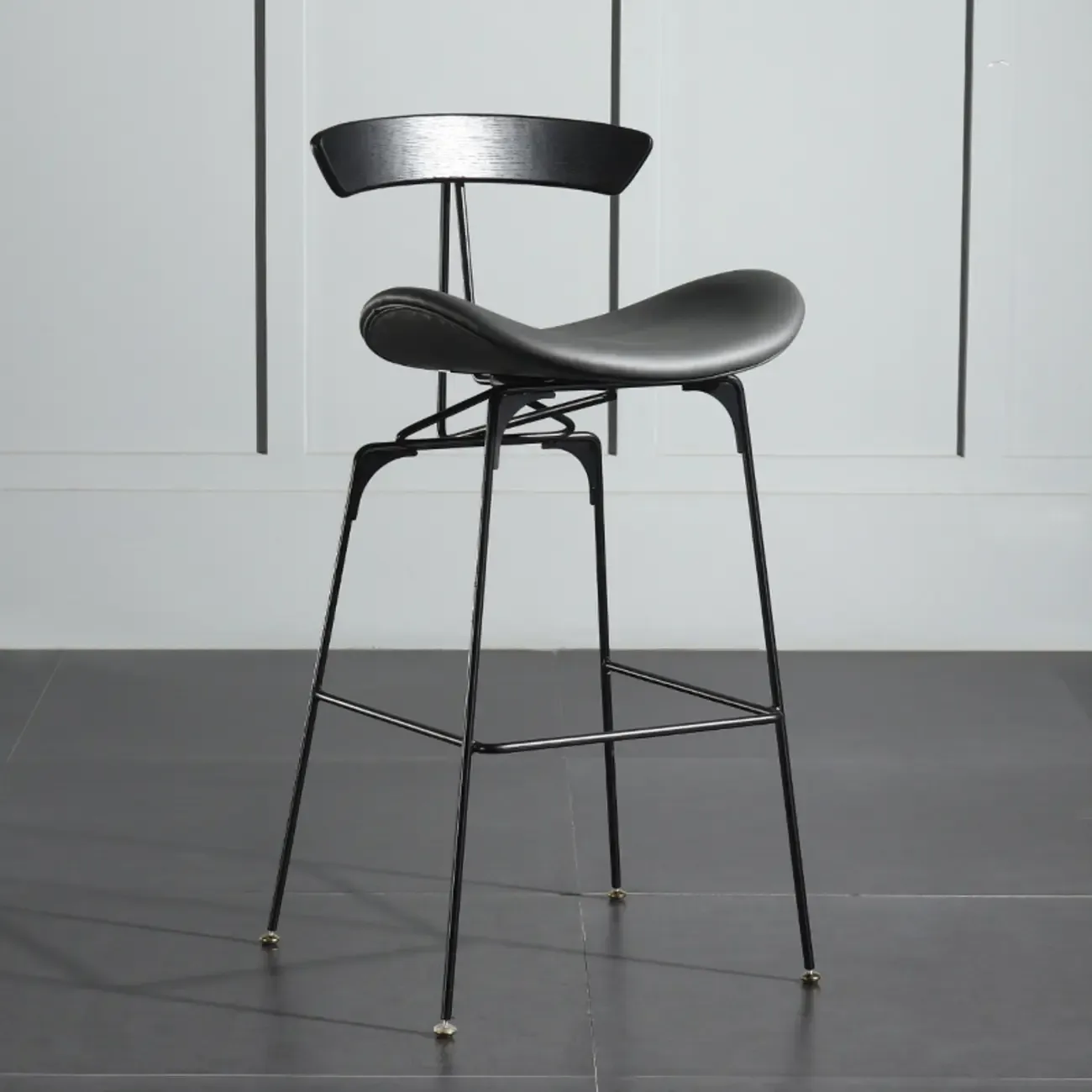 Modern Saddle Genuine Leather Low Back Bar Stool