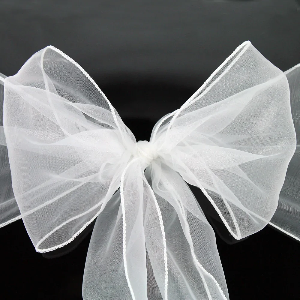 HULIANFU Organza Chair Sashes Bow Chair Covers Organza Fabric DIY Knot Chair Tie for Party Events Wedding Decoration 18cmx275cm - Deanwangkt