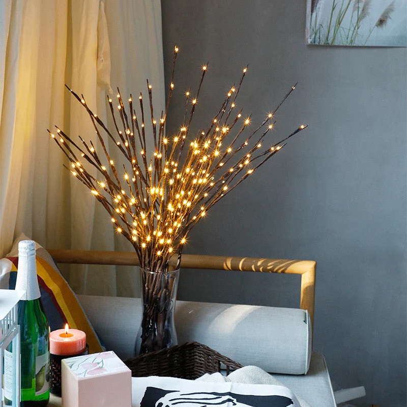 HULIANFU The Light Garden Floral LED Willow Branch Lamp Battery-Operated 20 Bulbs For Home Christmas Party Garden Decoration - Deanwangkt