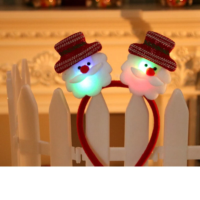 HULIANFU 2026  Christmas Headband LED Christmas Decorations Gift Hairpin Antlers Headband New Year Decorations Santa Headband Christmas Decor - Deanwangkt