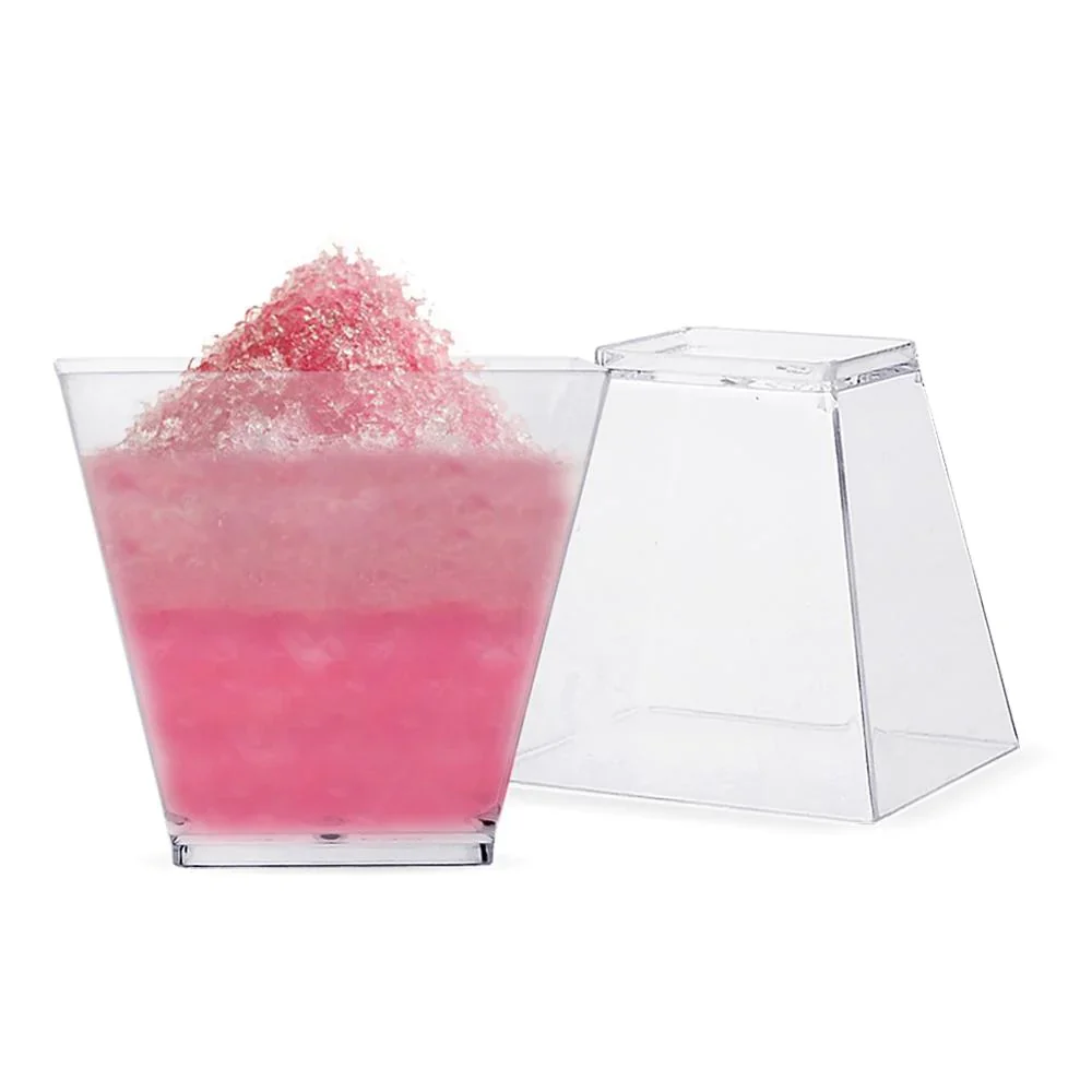 HULIANFU panacota plastic cup 50Pcs desert cup Clear Portion Transparent Trapezoidal Food container 60ml glasses for desserts Yogurt cups - Deanwangkt