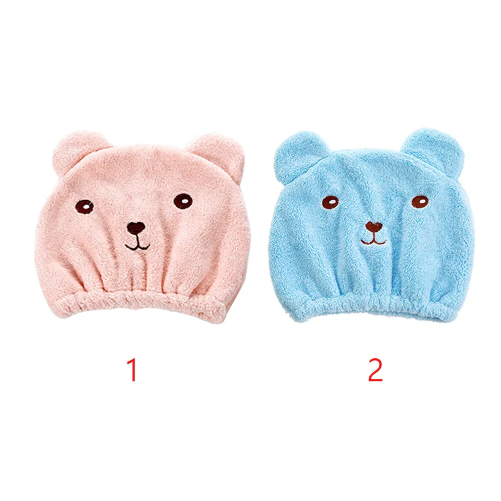 HULIANFU New Dry Hair Cap Towel Strong Absorbing Cute Bear Hat Quick-dry Cartoon Head Wrap Soft Shower Cleaning Supplies Home Hair Drying - Deanwangkt