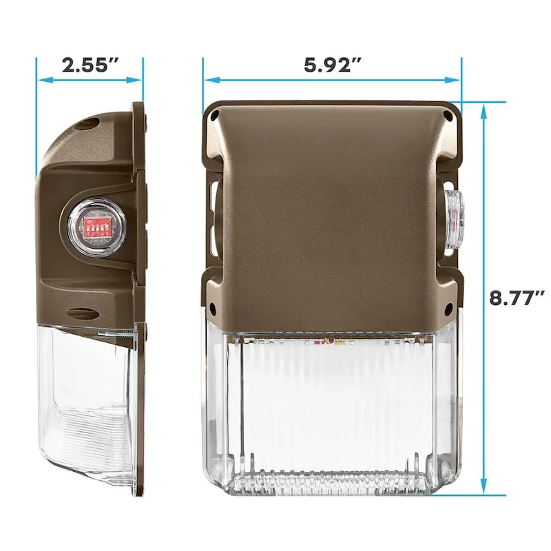 Luxrite 15/20/25W LED Wall Pack Light with Photocell, 3CCT, 1950/2600/3250LM, Dusk to Dawn, IP65, Dimmable 2-Pack