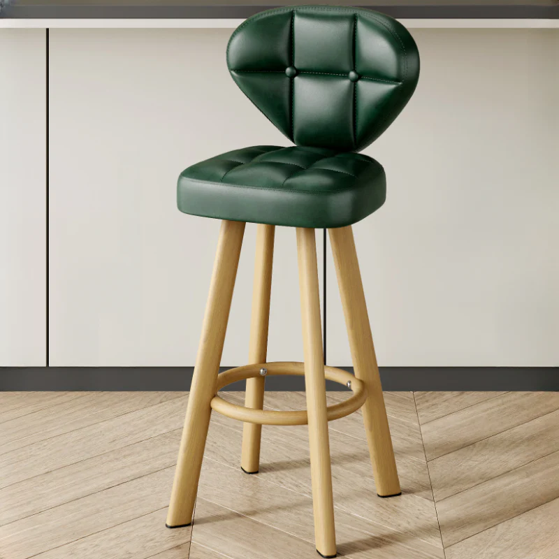Modern Tufted Counter Height Bar Stools with Metal Footrest