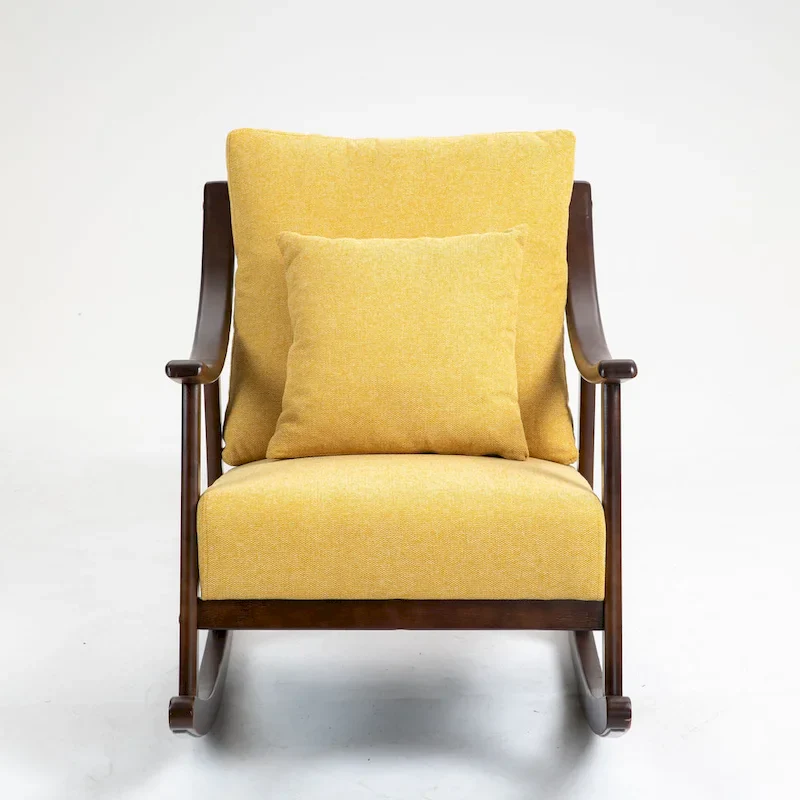 Linen Solid Wood Rocking Arm Chair