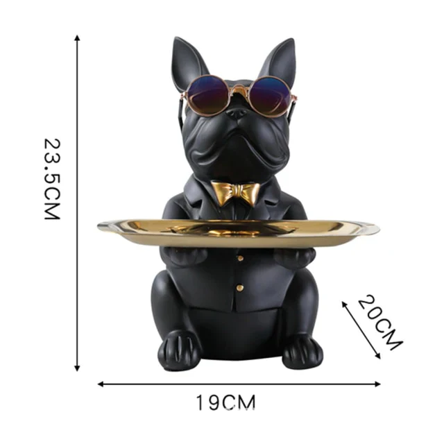 HULIANFU Nordic French Bulldog Sculpture Dog Statue Statue Jewelry Storage Table Decoration Gift Belt Plate Glasses Tray Home Art Statue - Deanwangkt
