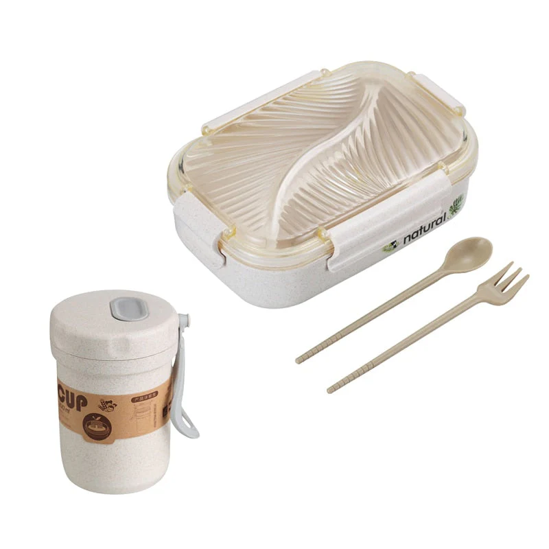 HULIANFU TUUTH Microwave Lunch Box Wheat Straw Bento Box 750ML BPA Free Food Storage Container with Soup Cup - Deanwangkt