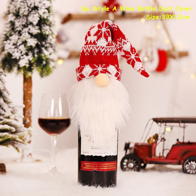 HULIANFU   Xmas Wine Bottle Dust Cover Noel Navidad Christmas Decoration for Home Dinner Decor Christmas Gift Tree Ornament New Year 2026 - Deanwangkt