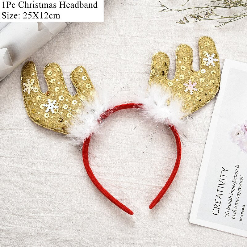 HULIANFU 2026  LuanQI Christmas Headbands for Children Adult Hair Band Red Christmas Santa Claus Snowman Antlers Headband Xmas Decoration Gifts - Deanwangkt