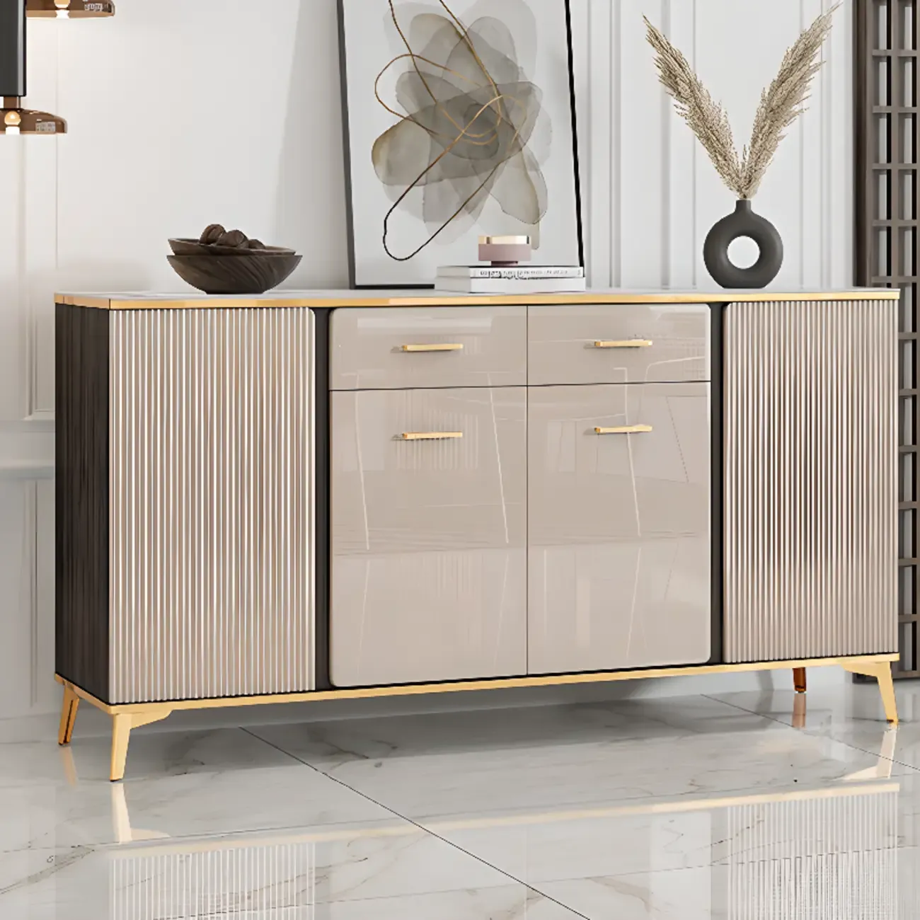 Glam Adjustable Wooden Dining Hutch China Cabinet