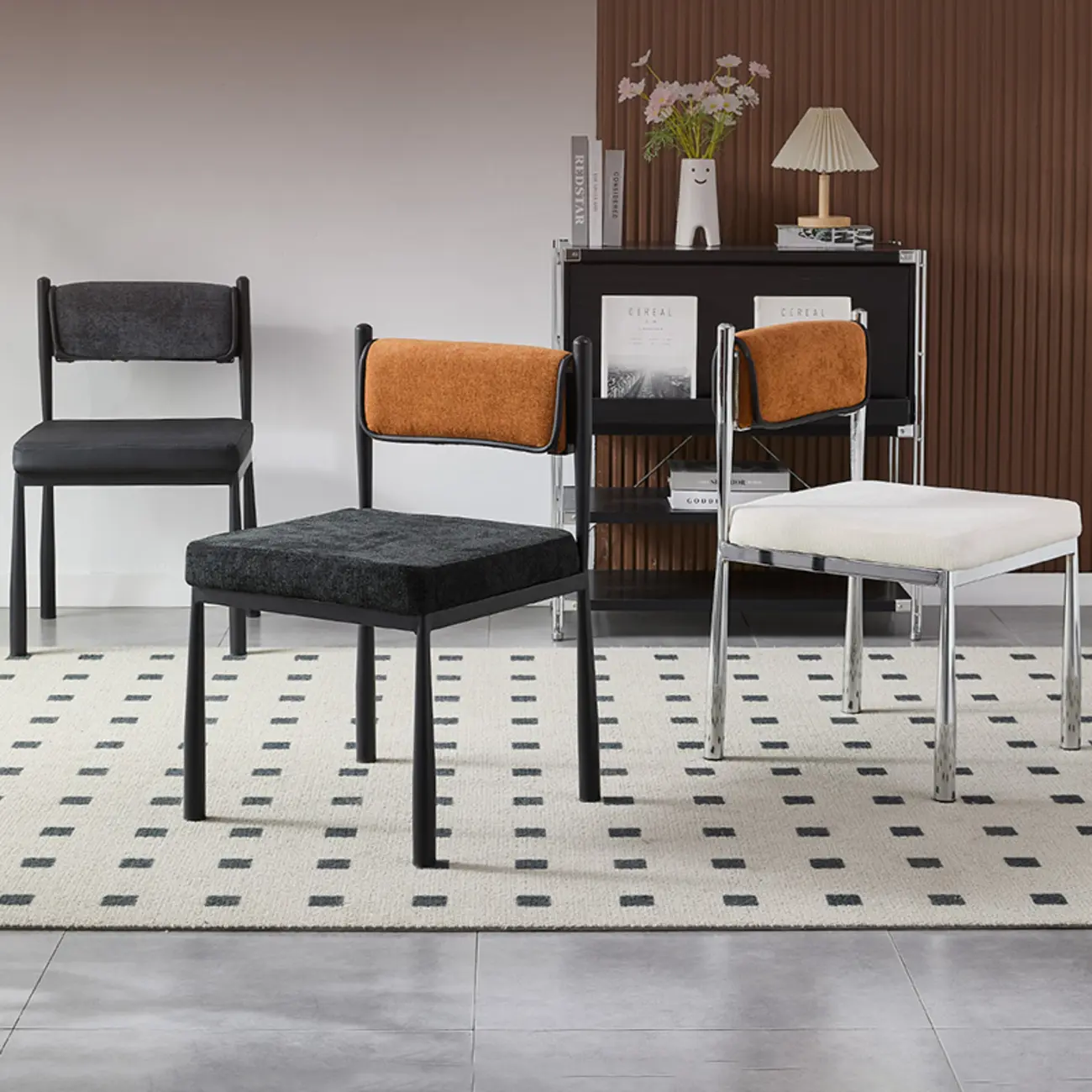 Mid-Century Modern Linen Upholstered Dining Chair