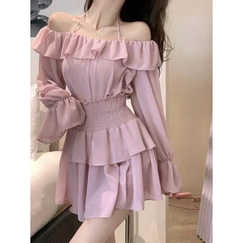 Hulianfu Two Piece Sets Womens Outifits 2026  New Fashion Casual Long Sleeve Chiffon Tops Chic Solid High Waisted Mini Skirt Sets - Deanwangkt