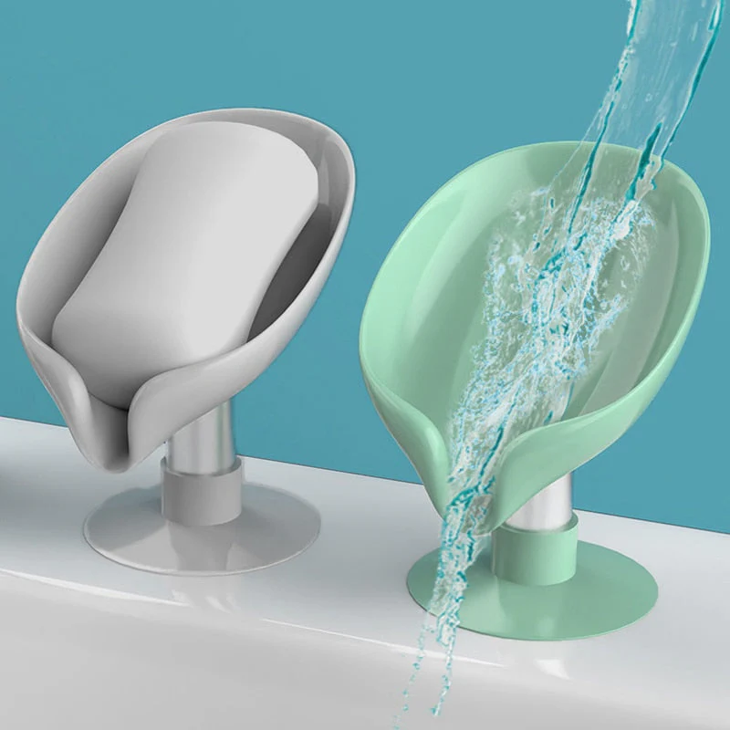 HULIANFU Leaf Shape Soap Box Drain Soap Holder Bathroom Accessories Suction Cup Soap Dish Tray Soap Dish for Bathroom Soap Container - Deanwangkt