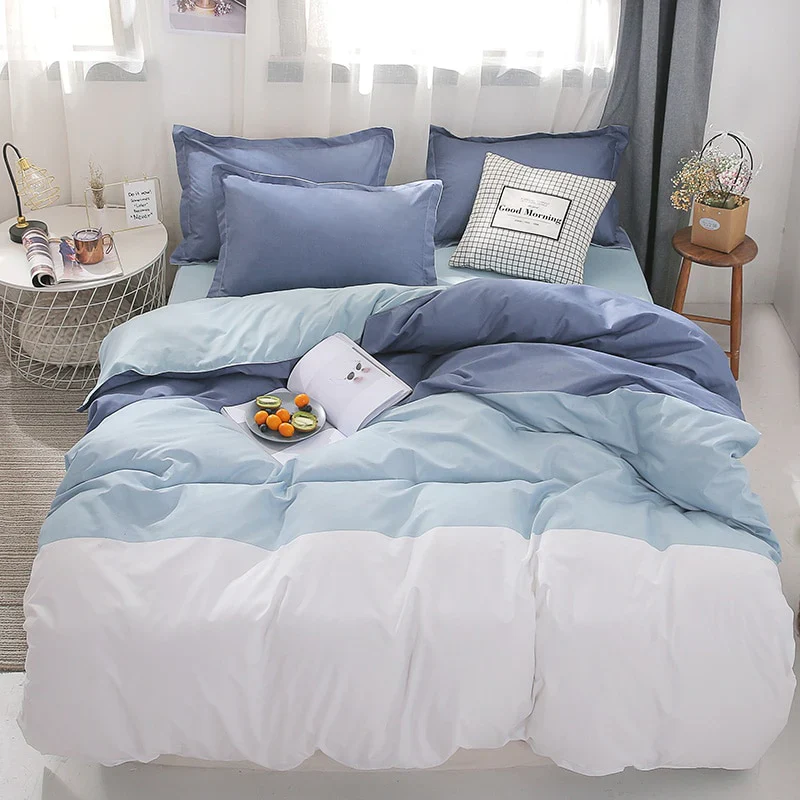 HULIANFU Nordic Duvet Cover Set Leaf Striped Star Bedding Set Single Double Queen King Size240x220 Simple Polyester Quilt Cover Bed Sheet - Deanwangkt