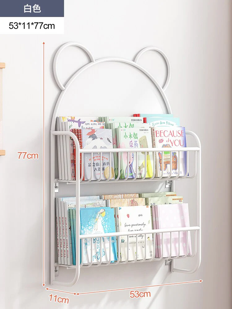 HULIANFU Simple Metal Bookshelf Iron Art Furniture Children  Picture Books Storage Rack Save Space Wall Hanging Shelf Bookcase Bedroom - Deanwangkt