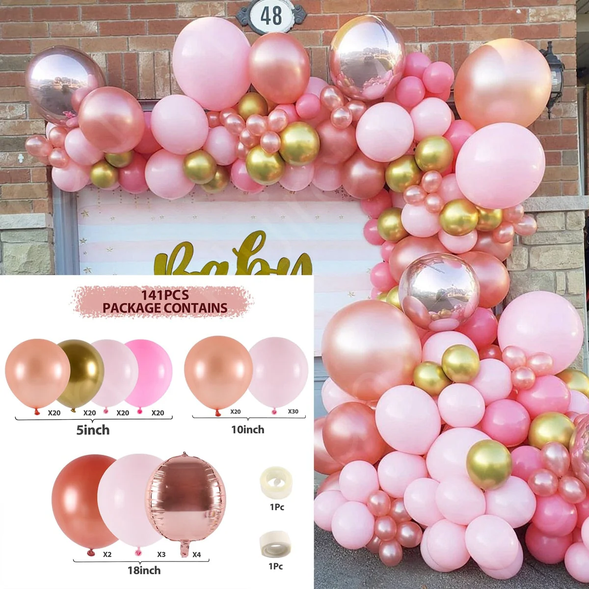 HULIANFU Macaron Pink Balloon Garland Arch Kit Wedding Birthday Party Decoration Kids Globos Rose Gold Confetti Latex Ballon Baby Shower - Deanwangkt