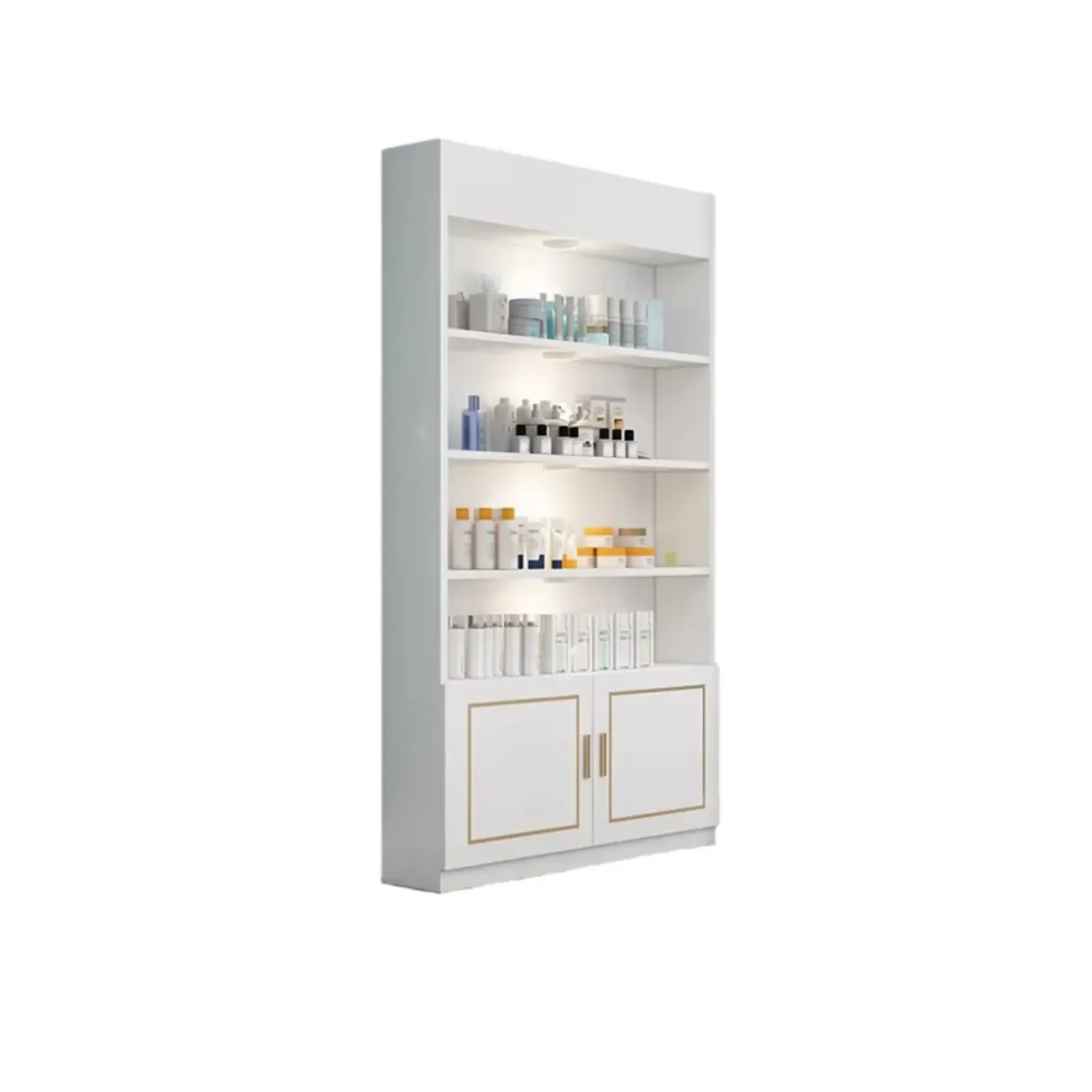 White Rectangle Large Wood Open Display Cabinet