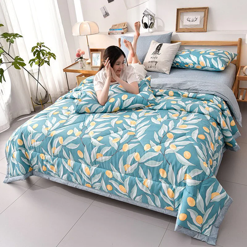 HULIANFU PEIDUO Simple Modern Air Condition Thin Blanket Summer Quilt Cotton Fluffy Plaid Blanket On The Bed Comfortable Comforter - Deanwangkt
