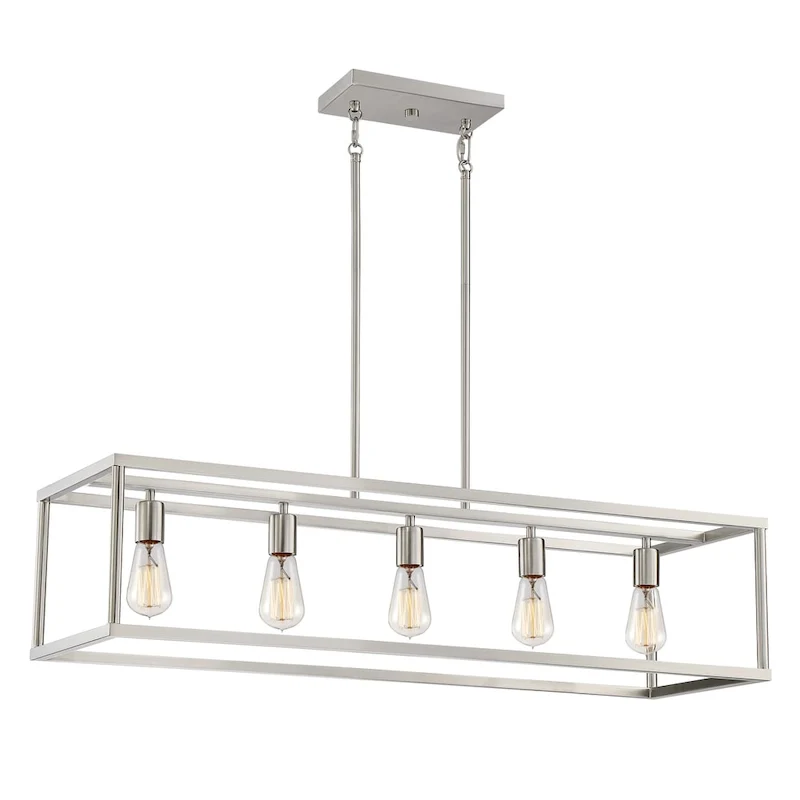 New Harbor Brushed Nickel 5-Light Linear Island Chandelier