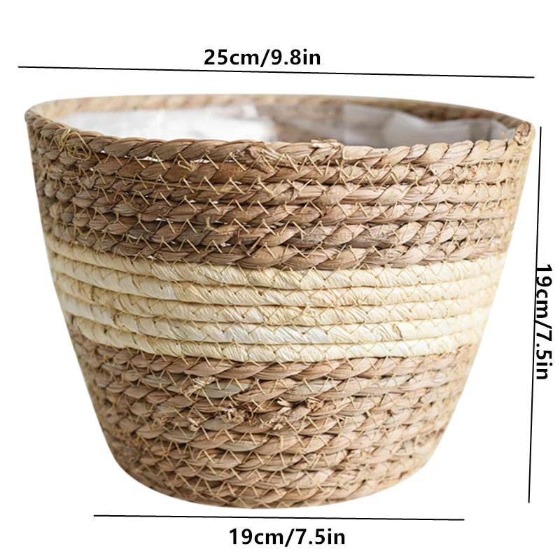 HULIANFU Straw Weaving Flower Plant Basket Grass Planter Basket Indoor Outdoor Flower Pots Cover Plant Containers for Plantable Plants FU - Deanwangkt