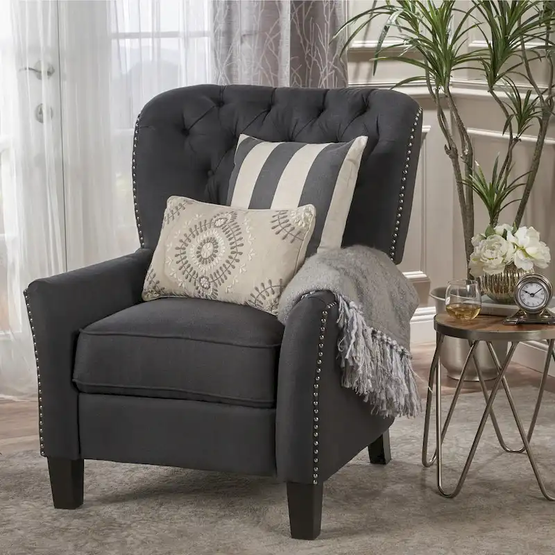 Cerelia Tufted Fabric Recliner by