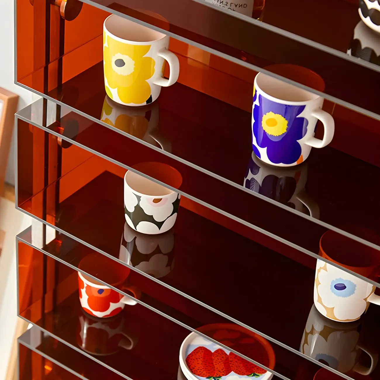 Tan Open Modern Acrylic Display Cabinet