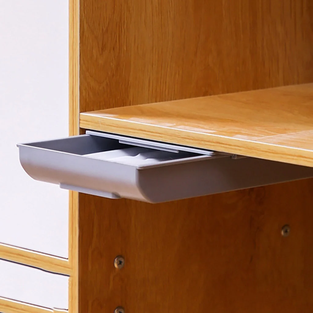 HULIANFU Self Stick Pencil Tray Desk Table Storage Drawer Organizer Box Under Desk Stand Self-adhesive under-drawer storage box - Deanwangkt
