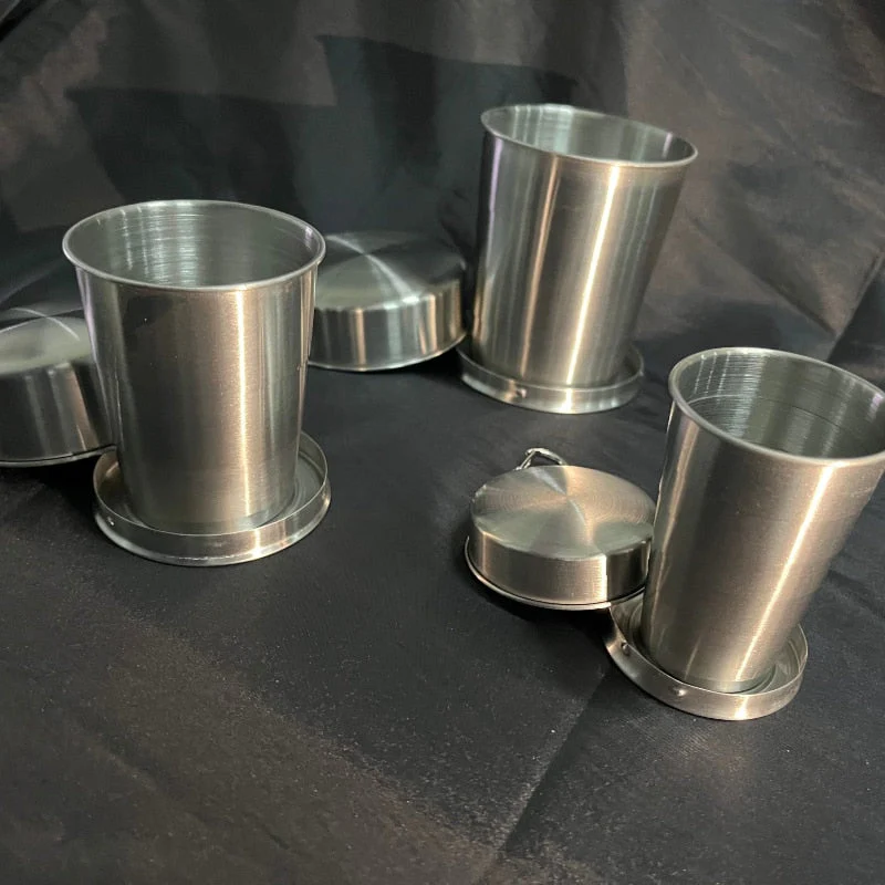 HULIANFU Portable Stainless Steel  Coffee Mug Foldable Cup 75ml/150ml/250ml Outdoor Travel Collapsible Telescopic  Hiking Camping Water - Deanwangkt