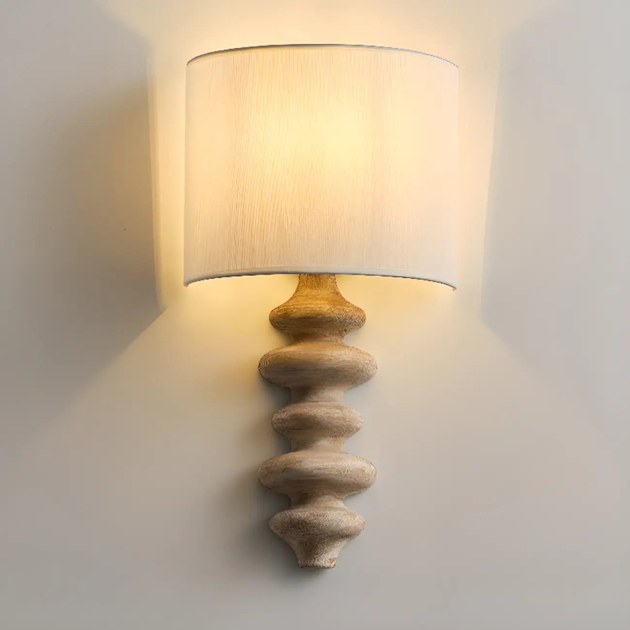 21H Modern Geometric Wooden Wall Sconce with Fabric Shade