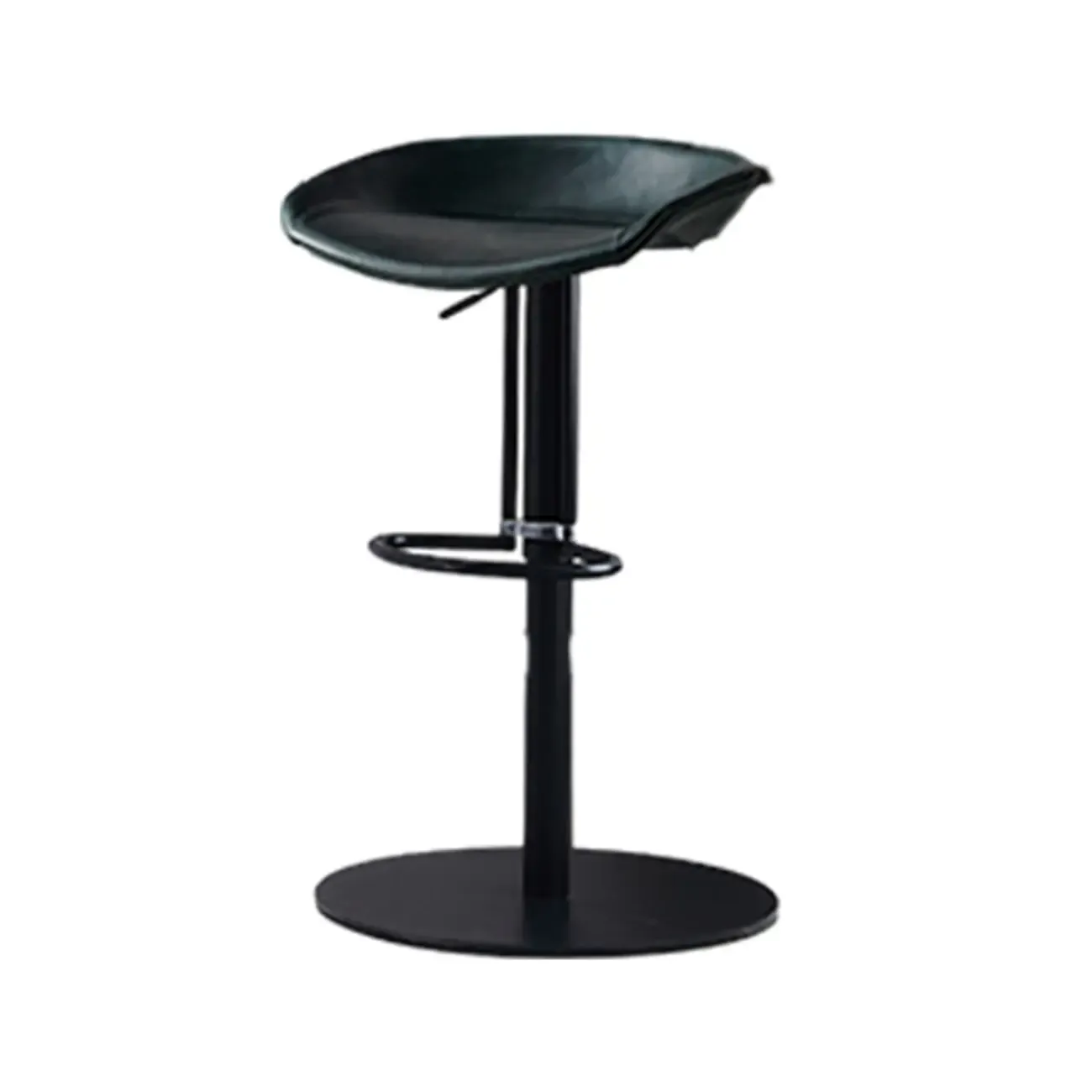 Adjustable Black Leather Saddle Swivel Bar Stools