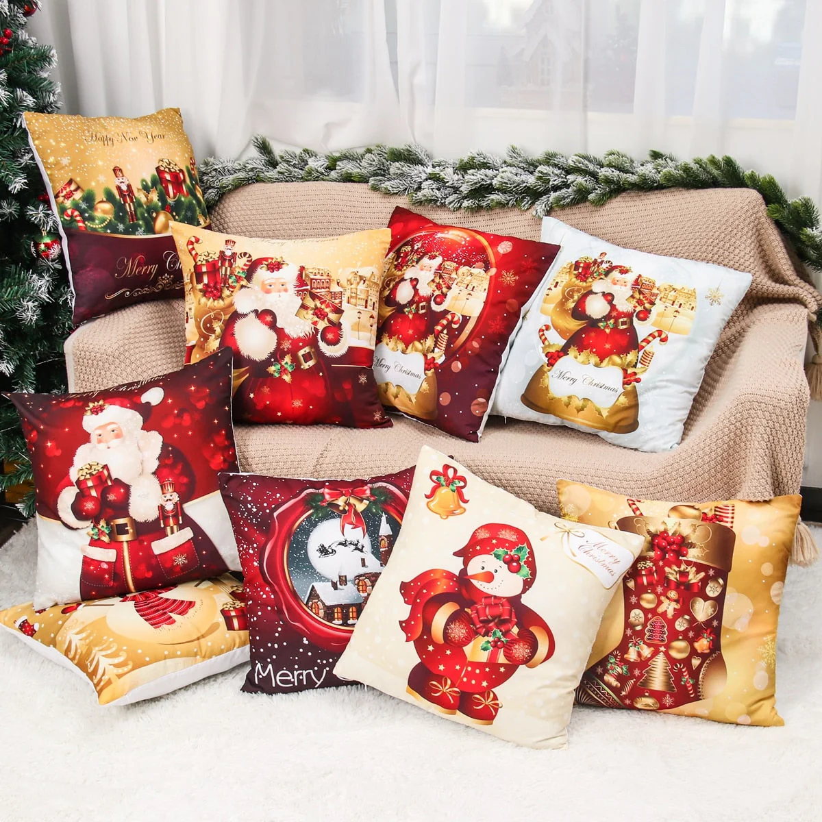 HULIANFU Santa pillowcase Happy New Year 2026  Xmas Gifts  Christmas Decor For Home Merry Christmas Ornament Navidad Natal Xmas Gifts - Deanwangkt
