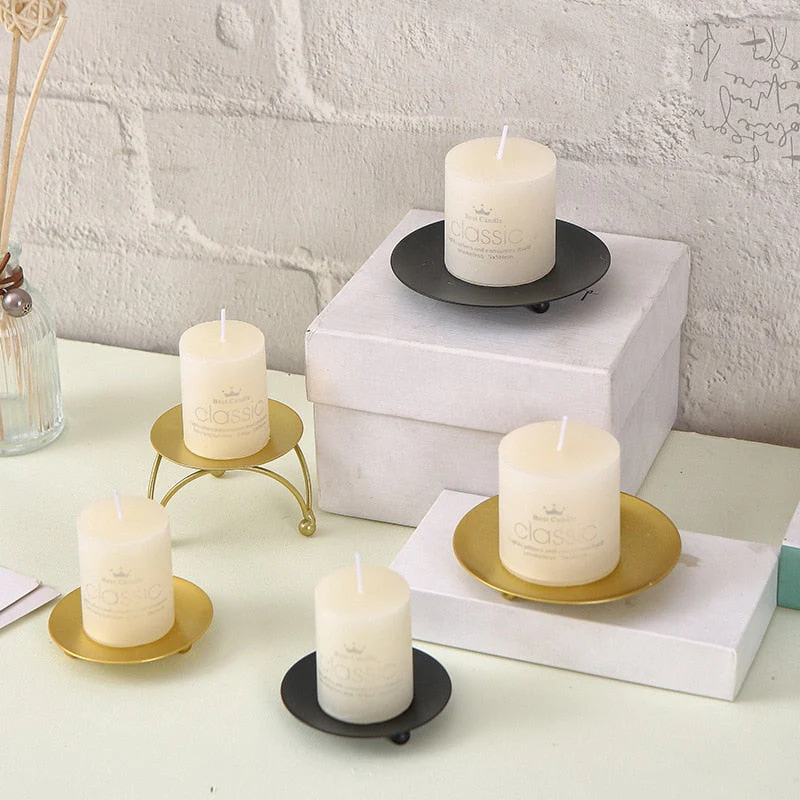 HULIANFU Iron Black Golden Candle Holders Pillar Metal Plate for Wedding Party Festival Candlestick Holder Art Gift Home Decoration 1 PCS - Deanwangkt