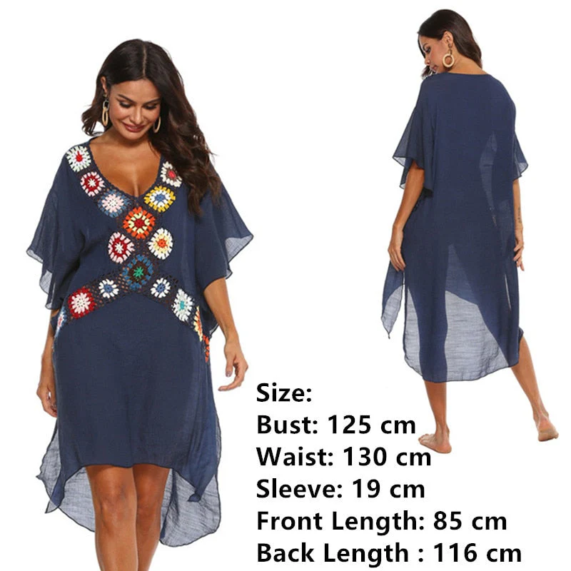 Women Beach Dress Cover-ups Swimsuit Cover Up Pareo Ups Beachwear White Dresses Bathing Suit for Woman Summer Ladies Tunic - Deanwangkt