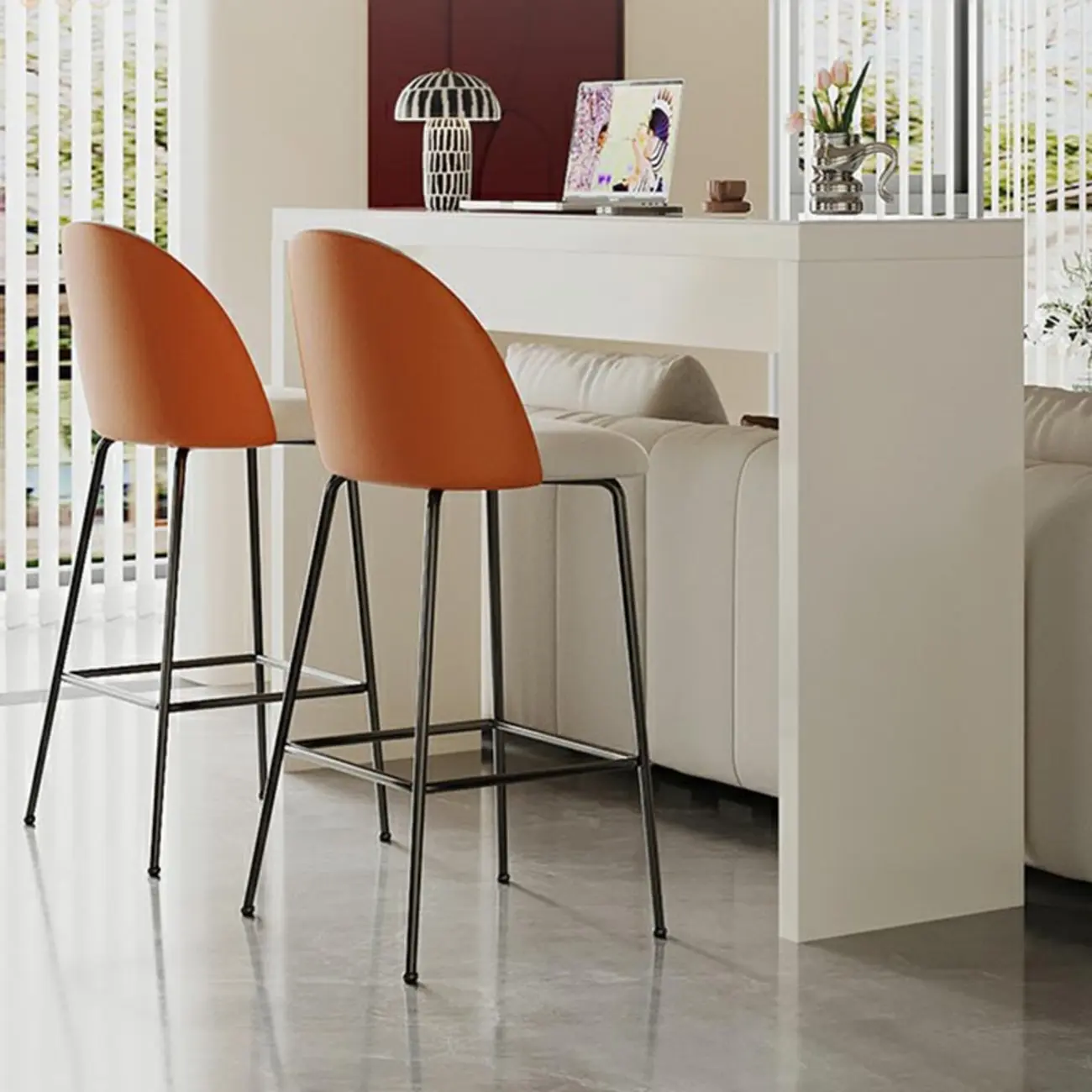 Modern White Stone Pine Wood Pedestal Bar Tables