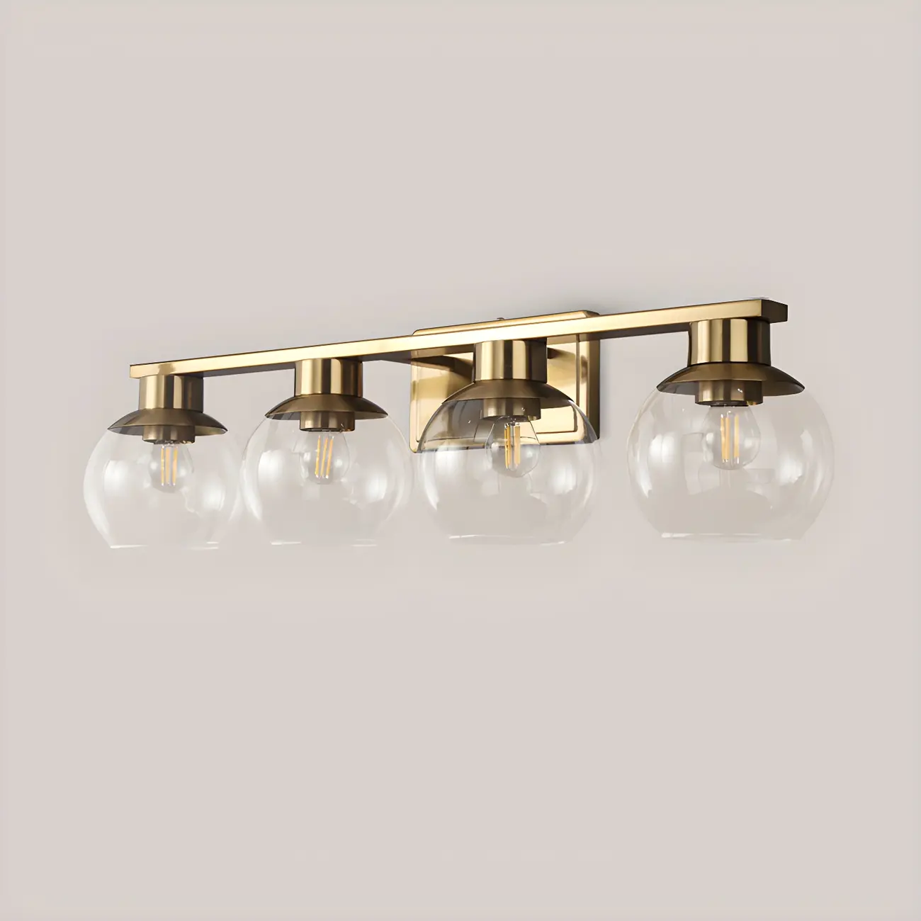 Modern Gold Clear Glass Dome Bathroom Vanity Light