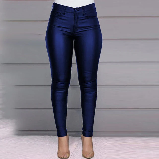 Spring Women Pu Leather Pants Black Sexy Stretch Bodycon Trousers High Waist Long Casual Pencil S-3XL Winter - Deanwangkt