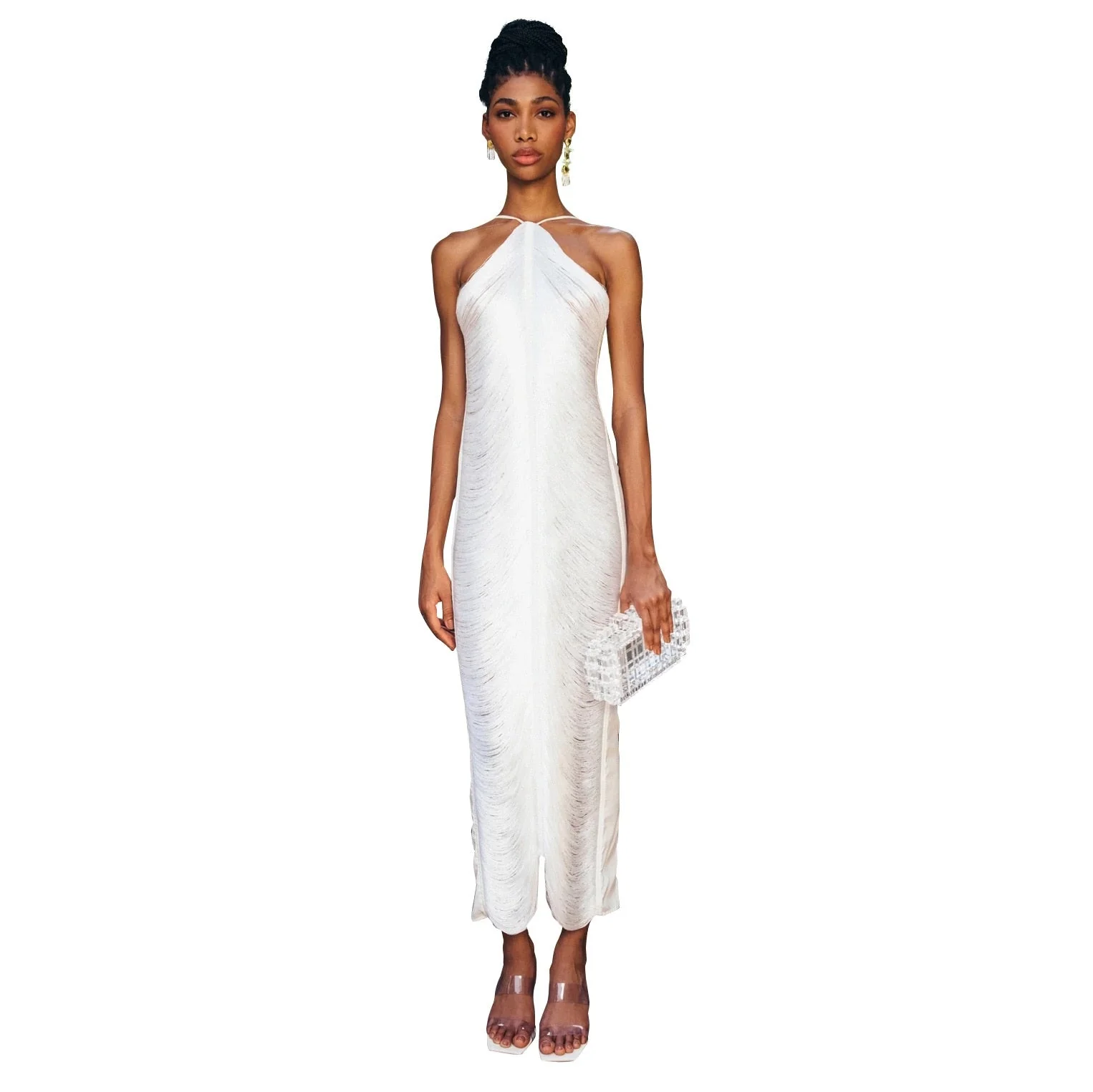 Backless Maxi Dress Sexy tassel Spaghetti Strap Slim Dress For Women Long Club Party Beach Dress Cover-ups Summer Outfits - Deanwangkt