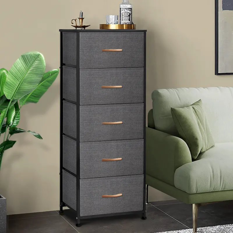 Home Bedroom Furniture 5-drawer Chest Vertical Storage Tower - Fabric Dresser