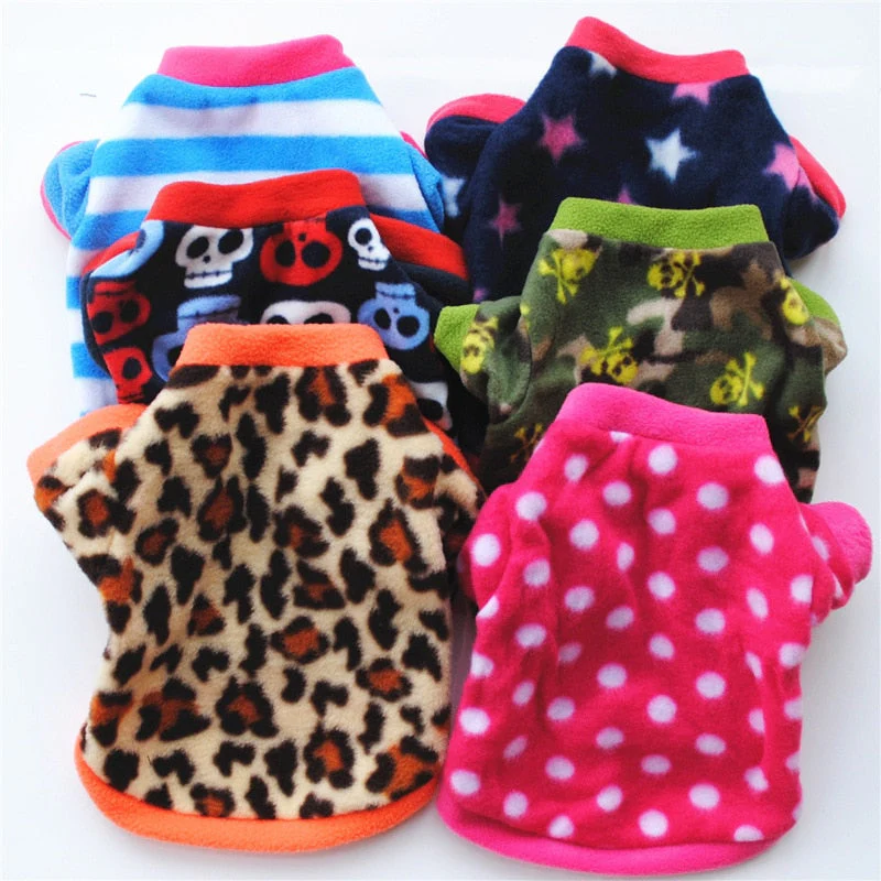 HULIANFU Warm Fleece Pet Dog Clothes Cute Skull Printed Pet Coat Puppy Dogs Shirt Jacket French Bulldog Pullover Camouflage Dog Clothing - Deanwangkt