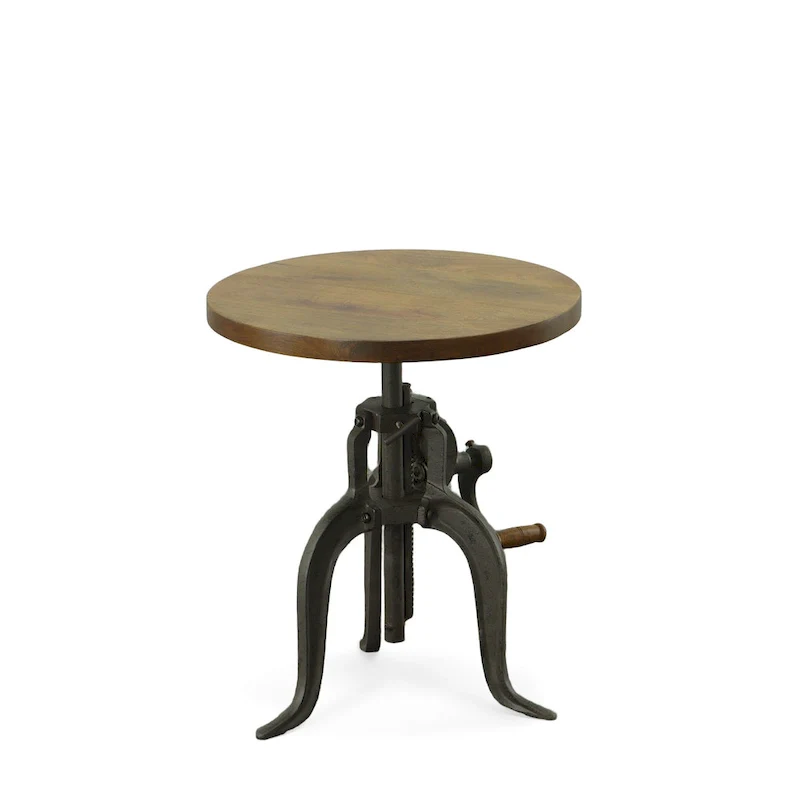 Carolina Living Regan Adjustable Accent Table - Chestnut Top - Black Base