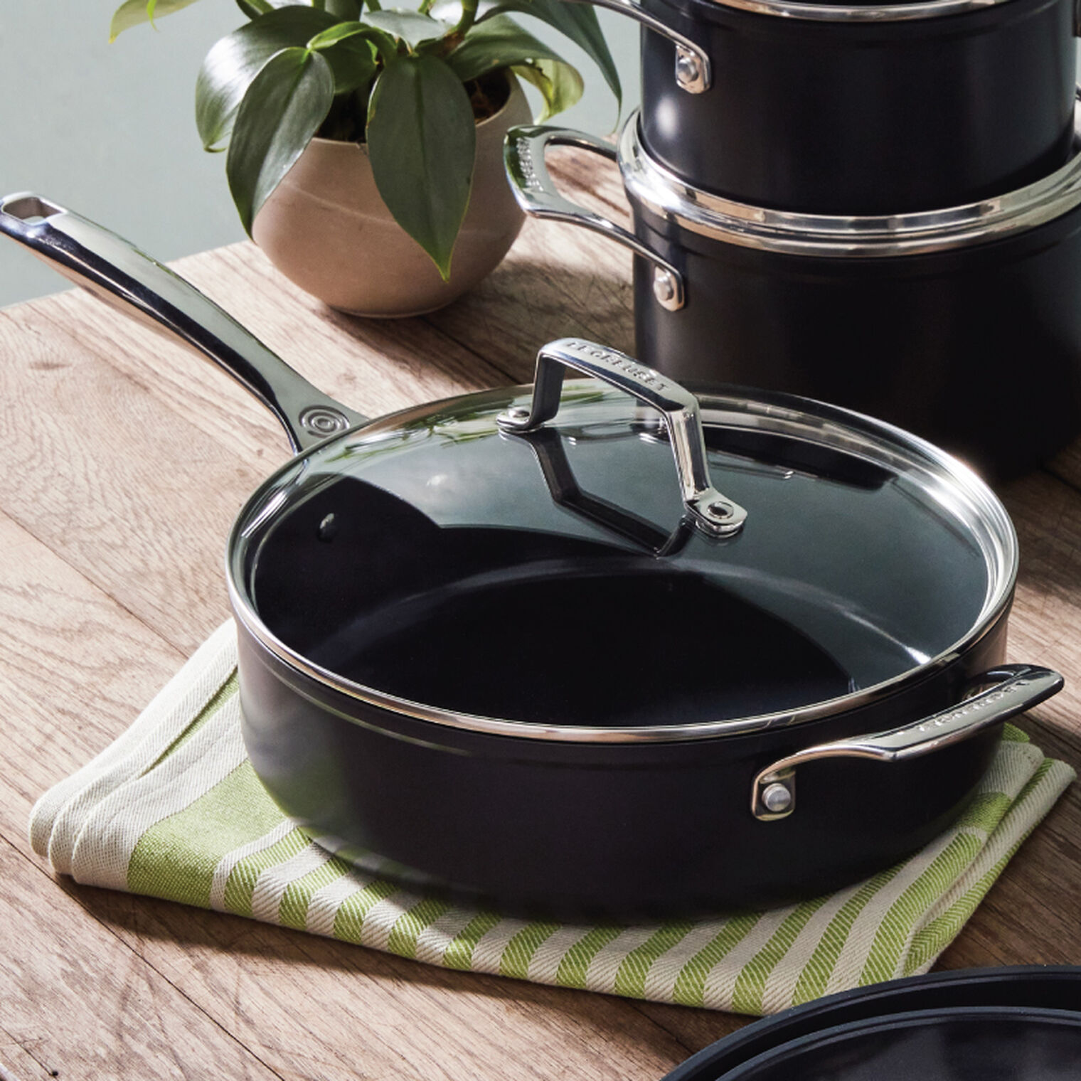 Essential Non-stick Ceramic Sauté Pan with Glass Lid