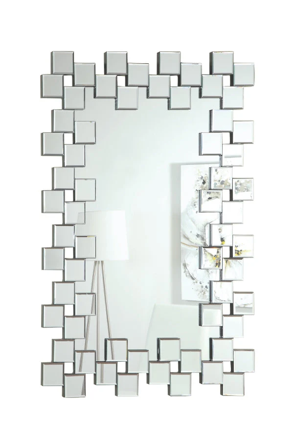 Contemporary Staggered Tiles Wall Mirror