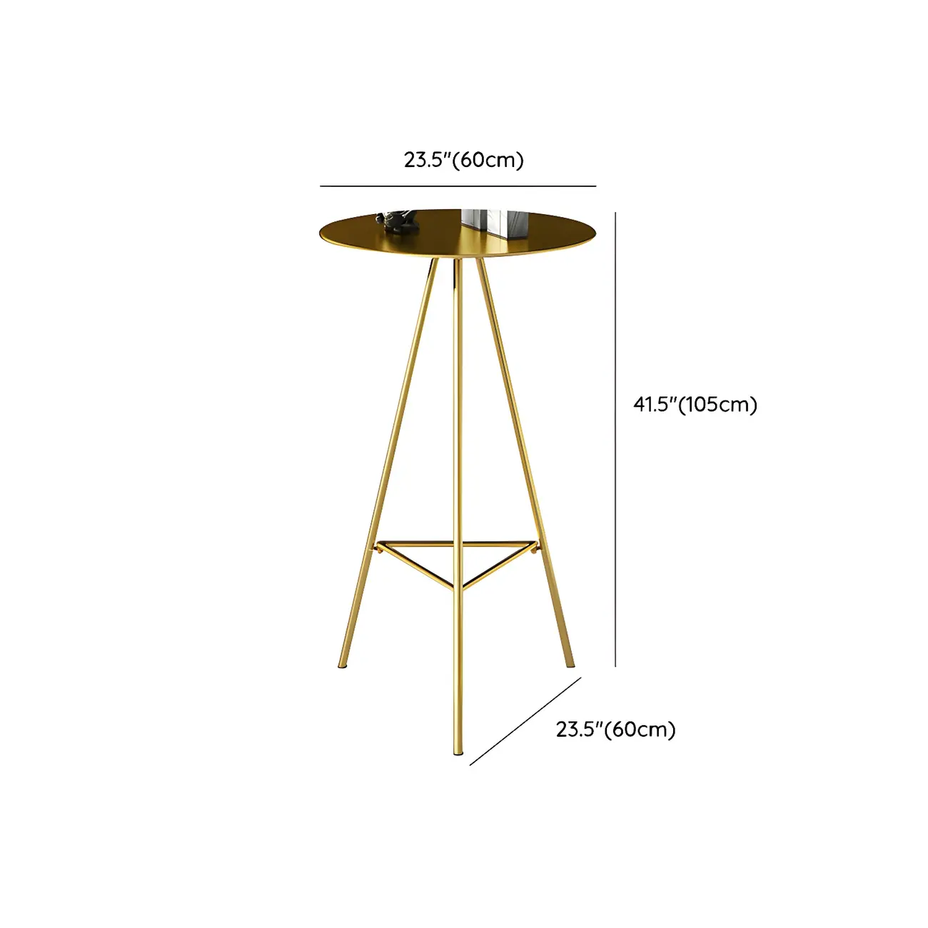 Modern Glam Round Gold Metal Tripod Bar Tables
