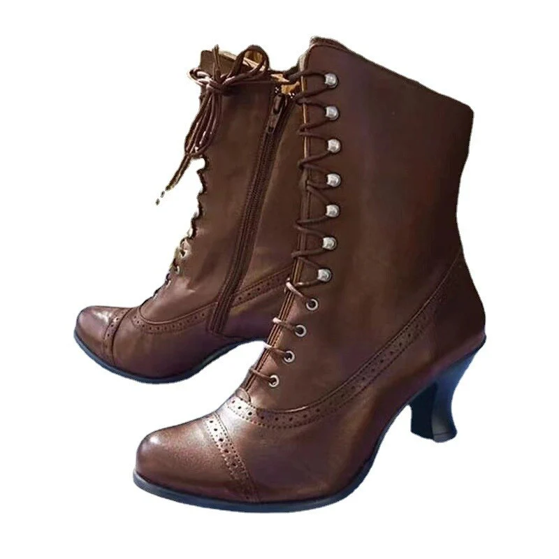 large size women's shoes British style boots thick heel short boots mid-tube motorcycle boots women's boots 43 - Deanwangkt