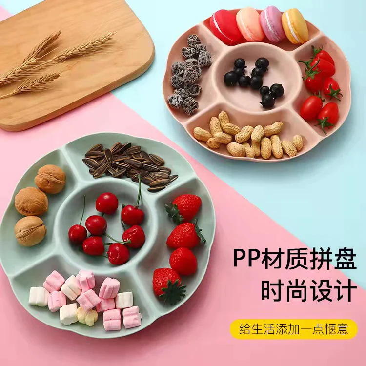 HULIANFU Multi-function Plastic Fruit Plate Dessert Tray Plate Snack Dish 6 Compartments - Deanwangkt