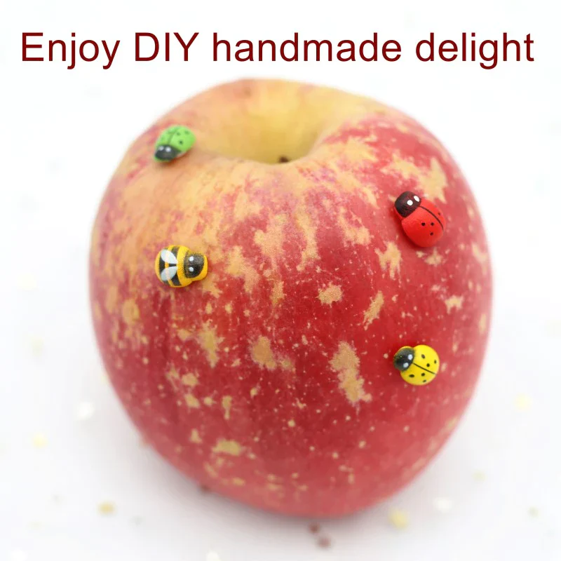 HULIANFU MINI Wood Bee Ladybug Colorful with Glue Home Refrigerator Wall Decoration DIY Handmade Child Gift Party Accessories 50/100pcs - Deanwangkt