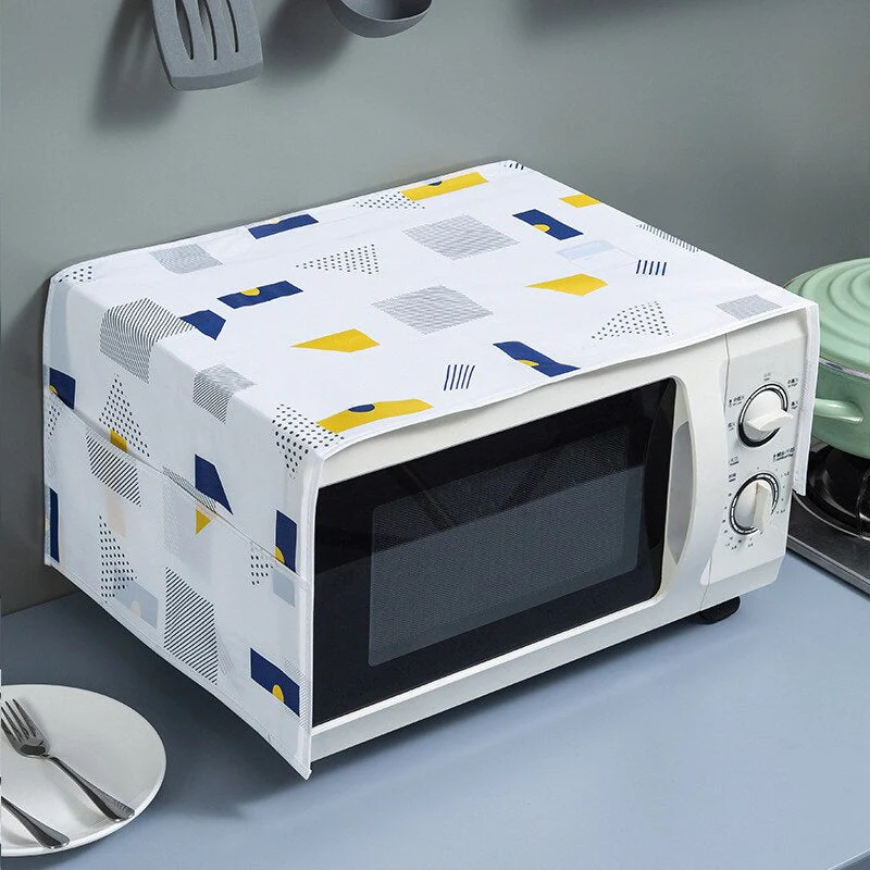 HULIANFU Peva Dustproof Microwave Oven Covers Printed Dust Oil Proofing Covers With Double Pockets Storage Bag Kitchen Accessories - Deanwangkt