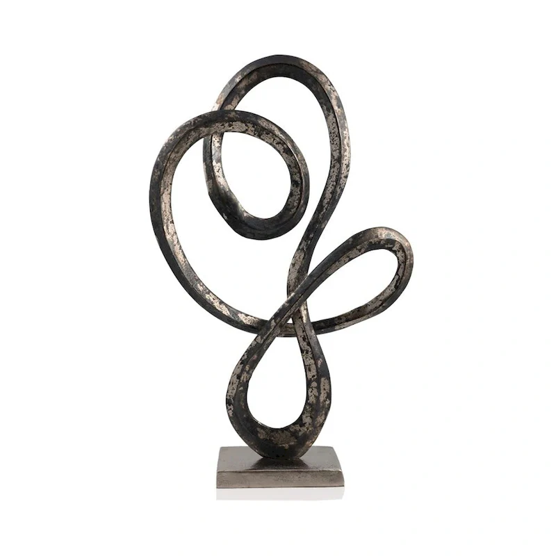 HomeRoots 20  Black and Silver Aluminum Modern Abstract Tabletop Sculpture - 12.5' X '19.75' X '4