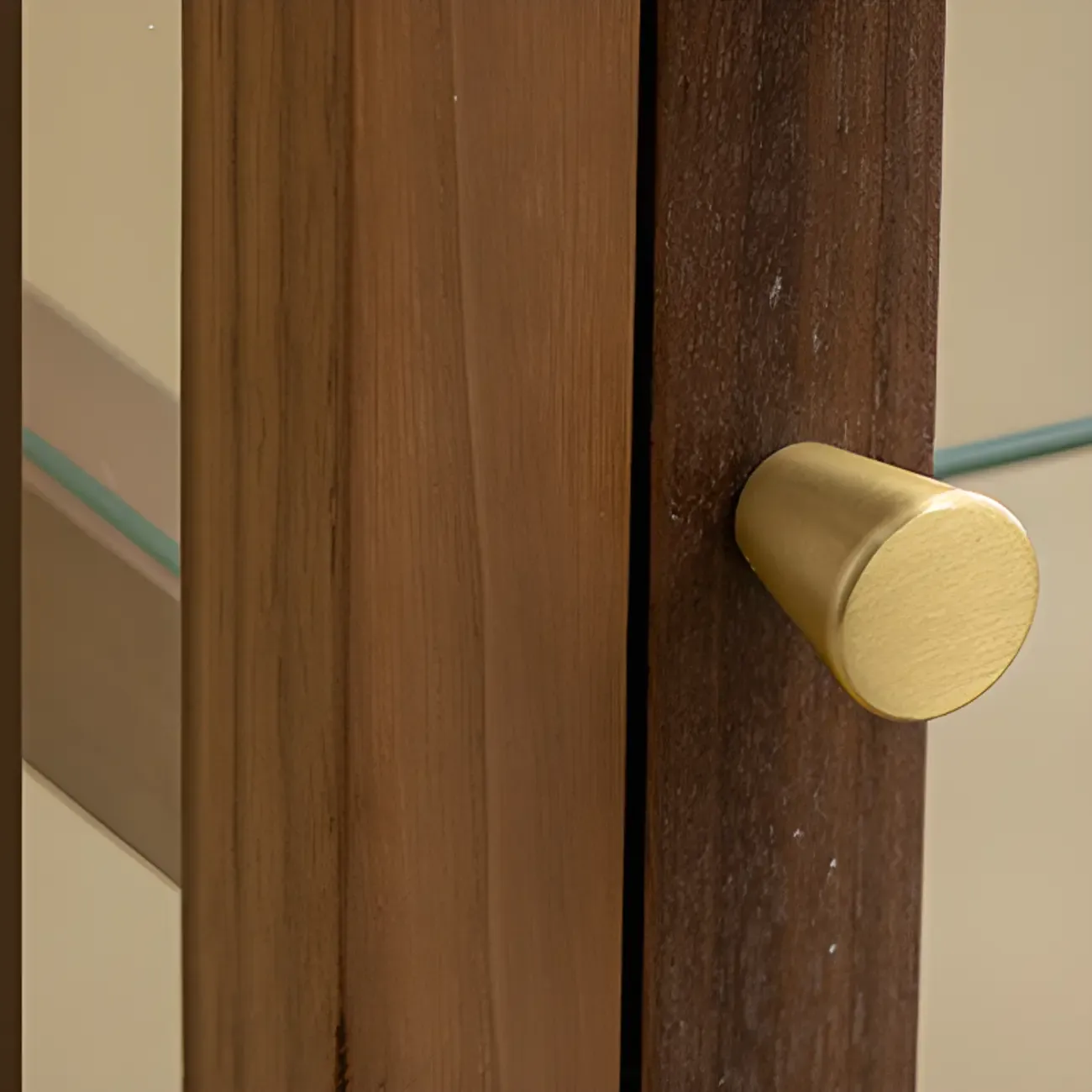 Modern Brown Wood Curio Cabinet with Glass Shelves